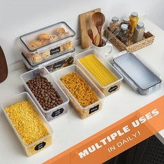 4pc Airtight Food Storage Containers with Stickers, Measuring Cups, Pens