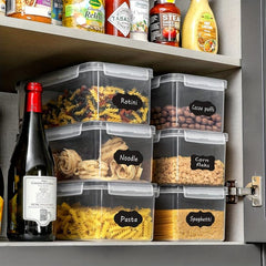 4pc Airtight Food Storage Containers with Stickers, Measuring Cups, Pens