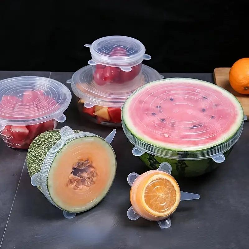 6pcs Silicone Stretch Lids for Fresh Food Storage Kitchen Accessories