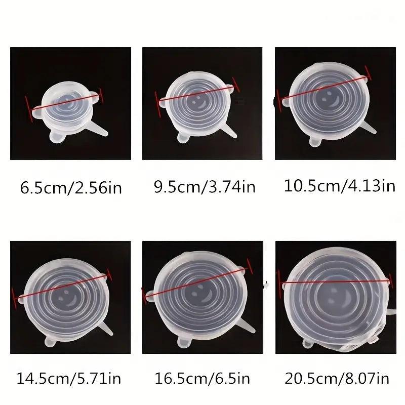 6pcs Silicone Stretch Lids for Fresh Food Storage Kitchen Accessories