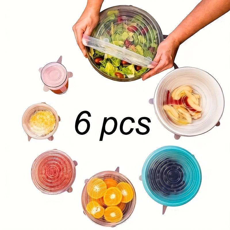 6pcs Silicone Stretch Lids for Fresh Food Storage Kitchen Accessories