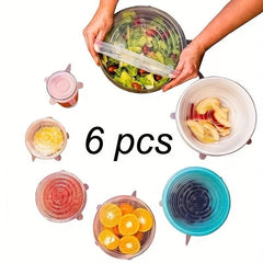6pcs Silicone Stretch Lids for Fresh Food Storage Kitchen Accessories