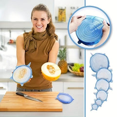 6pcs Silicone Stretch Lids for Fresh Food Storage Kitchen Accessories