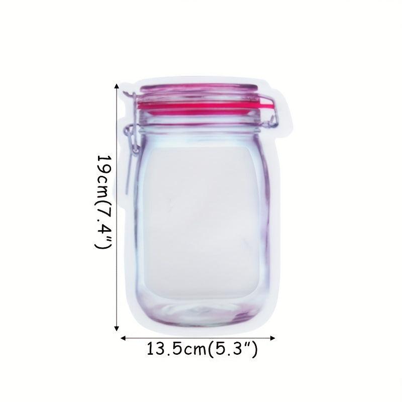 5pcs Mason Jar Zipper Bags Airtight Snack Storage Pouch
