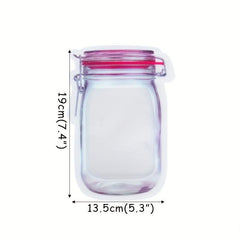 5pcs Mason Jar Zipper Bags Airtight Snack Storage Pouch