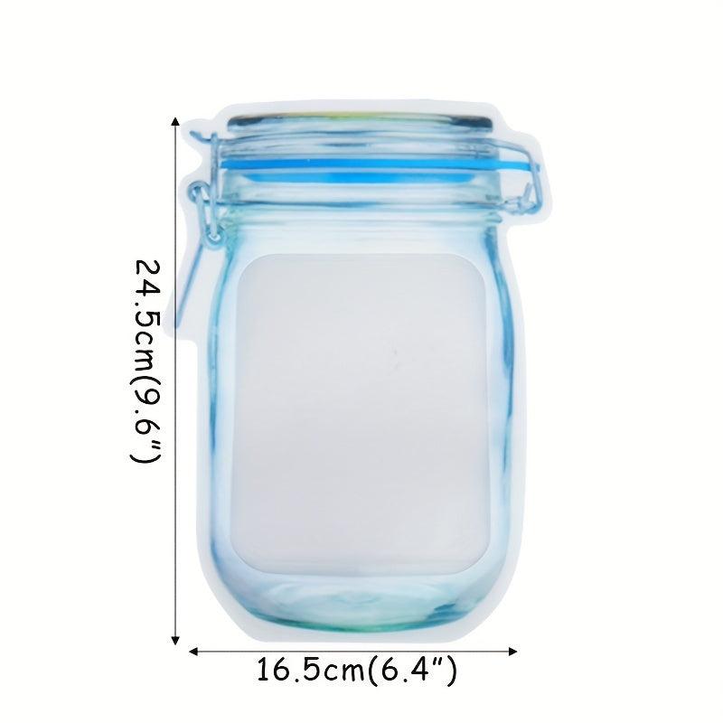 5pcs Mason Jar Zipper Bags Airtight Snack Storage Pouch