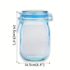 5pcs Mason Jar Zipper Bags Airtight Snack Storage Pouch