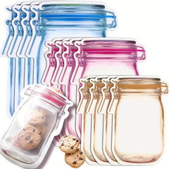 5pcs Mason Jar Zipper Bags Airtight Snack Storage Pouch