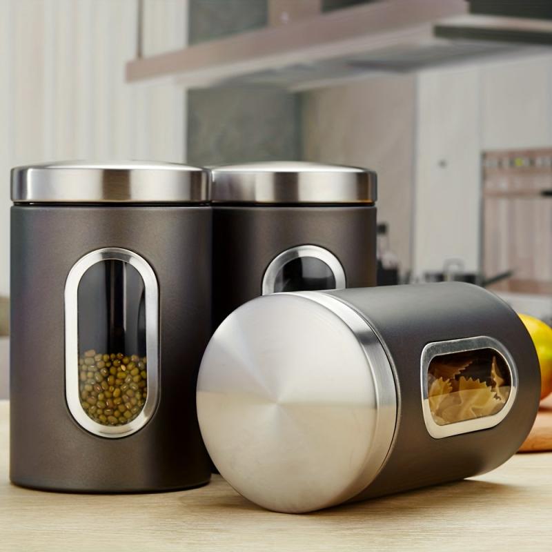 3pcs Food Storage Containers With Lids Tea Nuts Candy Grain Coffee Beans