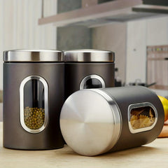 3pcs Food Storage Containers With Lids Tea Nuts Candy Grain Coffee Beans