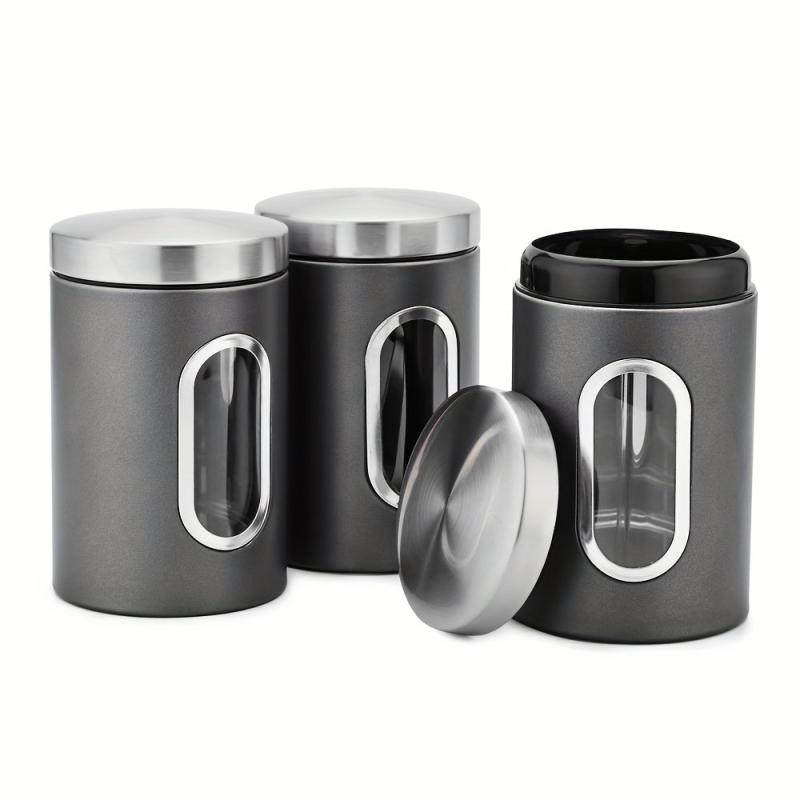 3pcs Food Storage Containers With Lids Tea Nuts Candy Grain Coffee Beans