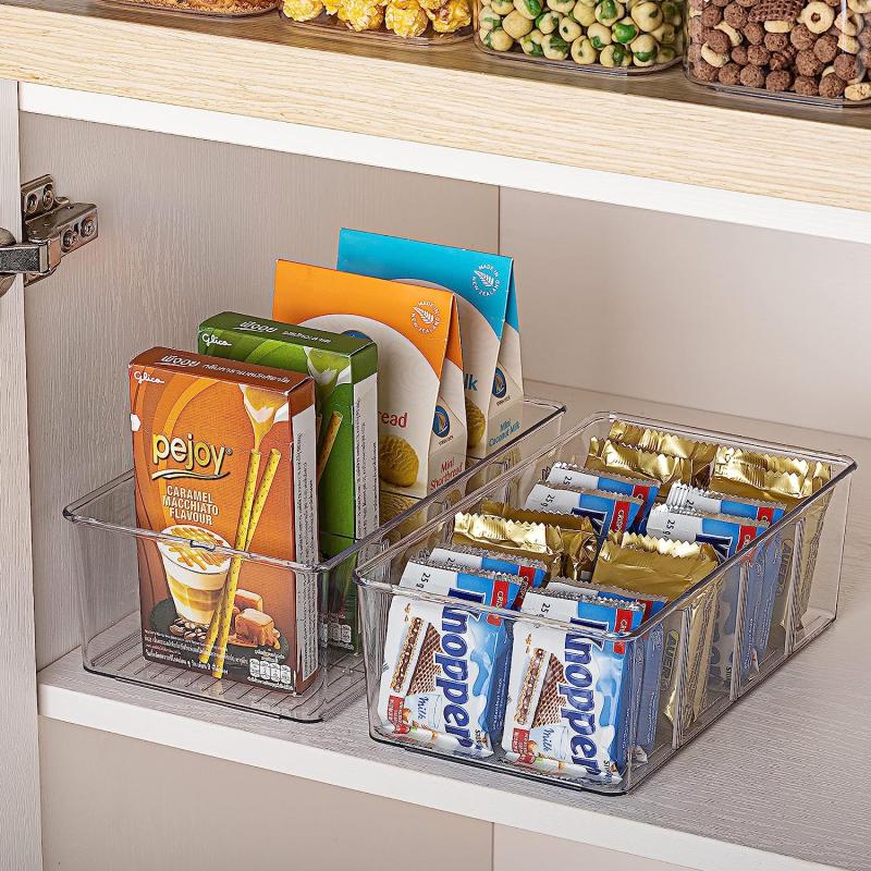 Clear Food Storage Organizer Bin for Pantry Kitchen Fridge Cabinet