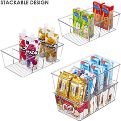 Clear Food Storage Organizer Bin for Pantry Kitchen Fridge Cabinet