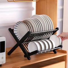 Foldable Double Layer Dish Drain Rack - Kitchen Storage Shelf