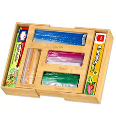 Bamboo Storage Bag Box Ziplock Organizer Kitchen Drawer