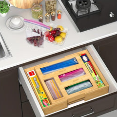 Bamboo Storage Bag Box Ziplock Organizer Kitchen Drawer