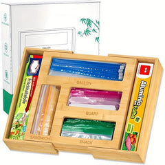 Bamboo Storage Bag Box Ziplock Organizer Kitchen Drawer