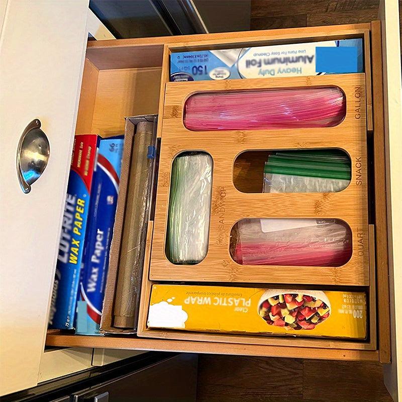 Bamboo Storage Bag Box Ziplock Organizer Kitchen Drawer