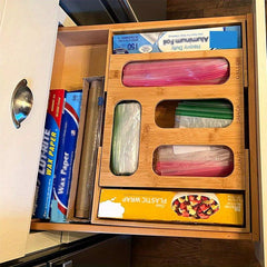 Bamboo Storage Bag Box Ziplock Organizer Kitchen Drawer