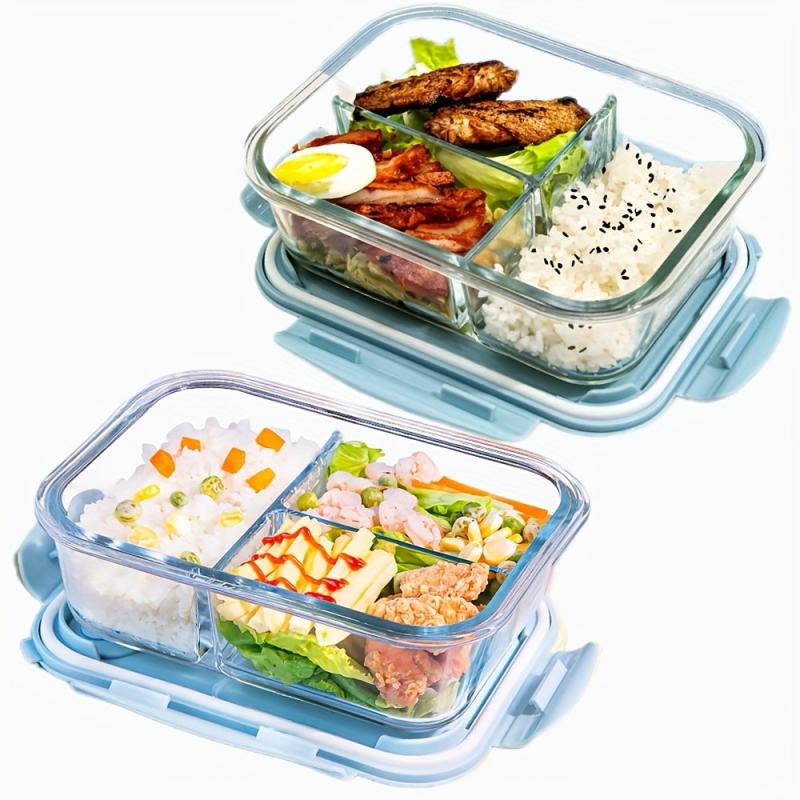 2pcs Divided Bento Box Microwave Food Container Leakproof Container for School