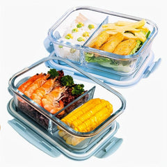 2pcs Divided Bento Box Microwave Food Container Leakproof Container for School