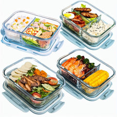 2pcs Divided Bento Box Microwave Food Container Leakproof Container for School