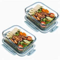 2pcs Divided Bento Box Microwave Food Container Leakproof Container for School