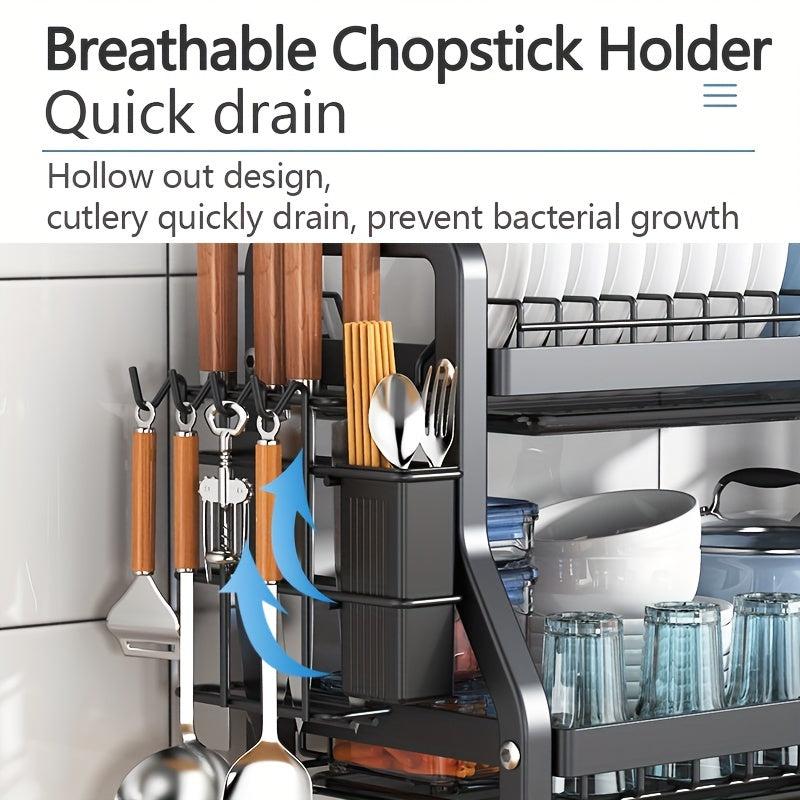 Stainless Steel 2 in 1 Dish Drying Rack Large Capacity Rustproof
