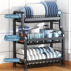 Stainless Steel 2 in 1 Dish Drying Rack Large Capacity Rustproof