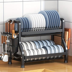 Stainless Steel 2 in 1 Dish Drying Rack Large Capacity Rustproof