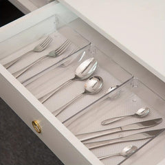 18pcs Clear Plastic Flatware and Utensils Storage Tray Set