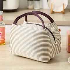 Striped Bento Bag Ice Pack Outdoor Picnic Lunch Box Waterproof Hand Wash