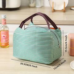 Striped Bento Bag Ice Pack Outdoor Picnic Lunch Box Waterproof Hand Wash