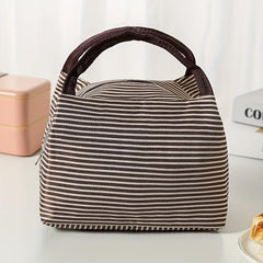 Striped Bento Bag Ice Pack Outdoor Picnic Lunch Box Waterproof Hand Wash