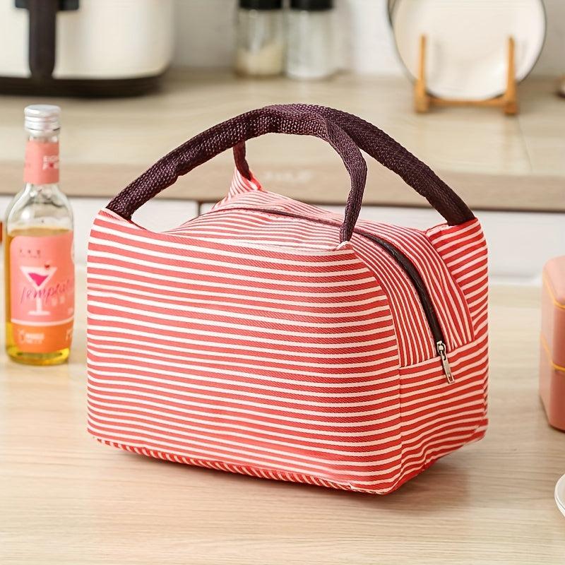 Striped Bento Bag Ice Pack Outdoor Picnic Lunch Box Waterproof Hand Wash