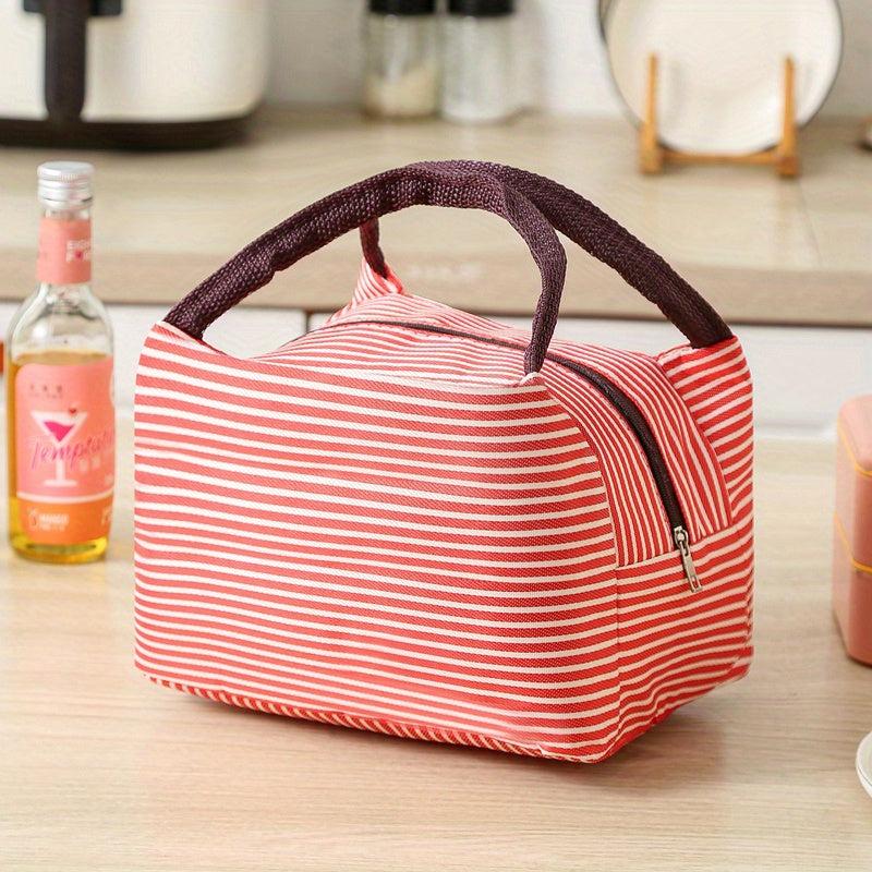 Striped Bento Bag Ice Pack Outdoor Picnic Lunch Box Waterproof Hand Wash