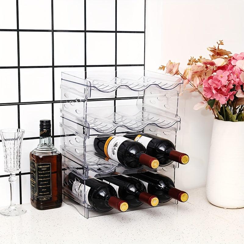 Plastic Stackable Bottle Storage Holder Rack for Kitchen Fridge Pantry