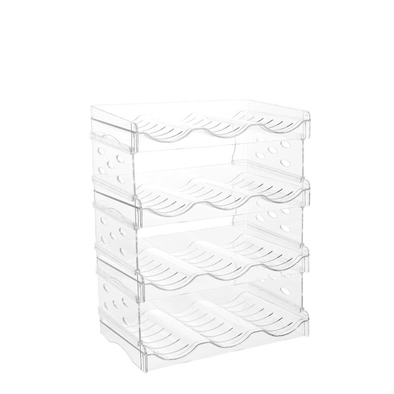 Plastic Stackable Bottle Storage Holder Rack for Kitchen Fridge Pantry