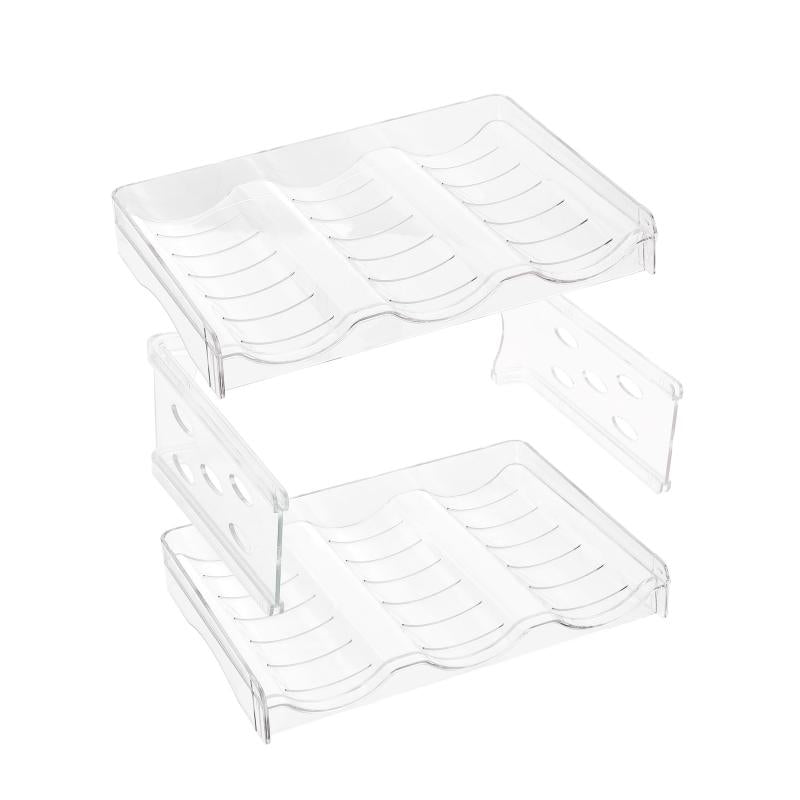 Plastic Stackable Bottle Storage Holder Rack for Kitchen Fridge Pantry