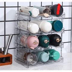 Stackable Water Bottle Organizer Holder for Kitchen Cabinet Freezer
