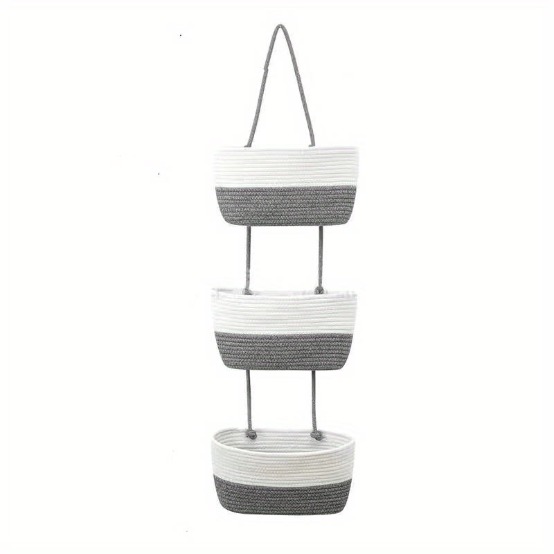 Bohemian Style 3 Layer Rope Hanging Basket For Kitchen Living Room Bedroom