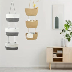 Bohemian Style 3 Layer Rope Hanging Basket For Kitchen Living Room Bedroom