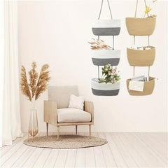 Bohemian Style 3 Layer Rope Hanging Basket For Kitchen Living Room Bedroom