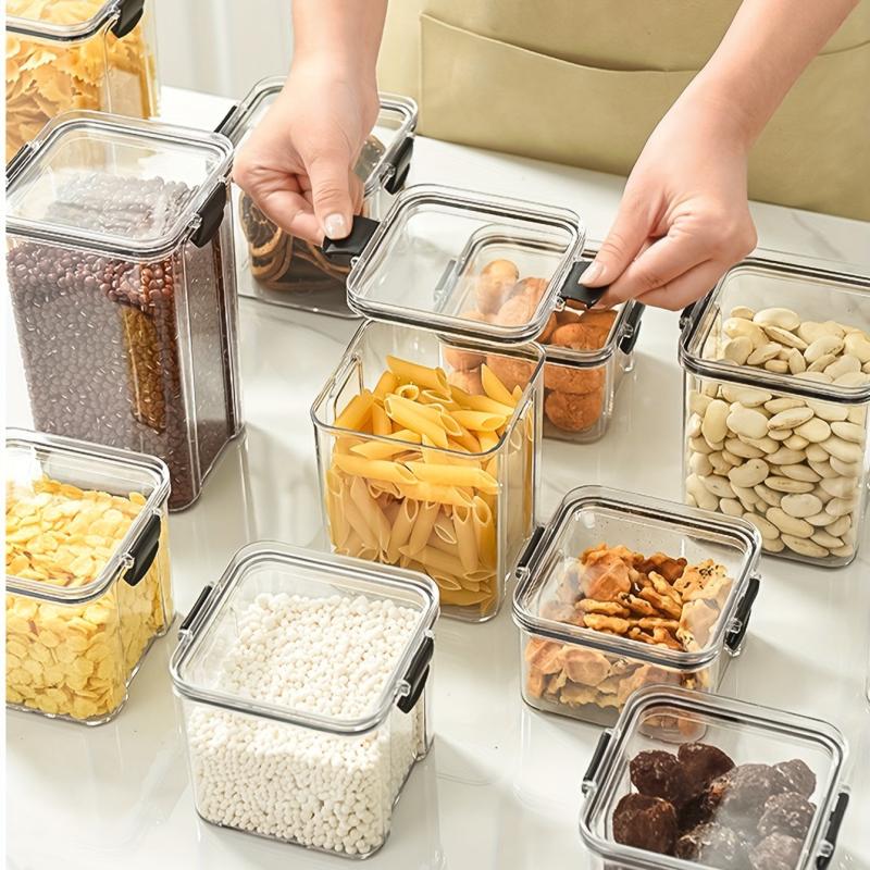 Clear Food Storage Box Container With Lid Plastic Kitchen Organization