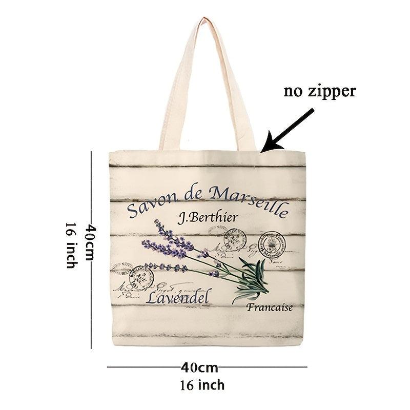 Reusable Lavender Print Tote Bag Secure Shopping Bag