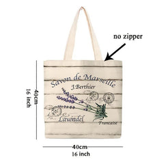 Reusable Lavender Print Tote Bag Secure Shopping Bag