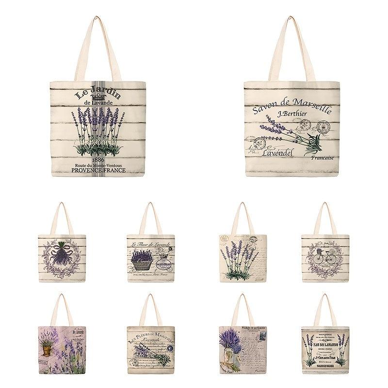 Reusable Lavender Print Tote Bag Secure Shopping Bag