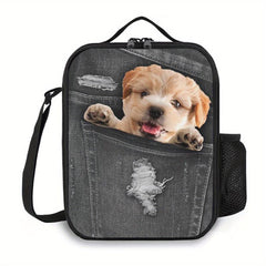 Pug Dog Bento Bag Ice Pack Waterproof Lunch Box Hand Wash Insulated Picnic Bag