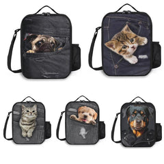 Pug Dog Bento Bag Ice Pack Waterproof Lunch Box Hand Wash Insulated Picnic Bag