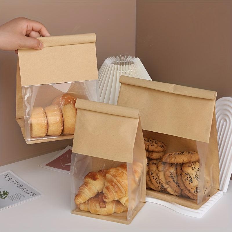 10pcs 450g Stand Up Pouches for Bread - Self Sealing, Rolled Edges